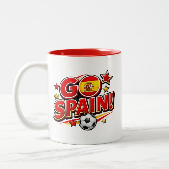 Café Em Dois Tons Caneca para Fã de Futebol VAI ESPANHA | Espanha Pa (Esquerda)