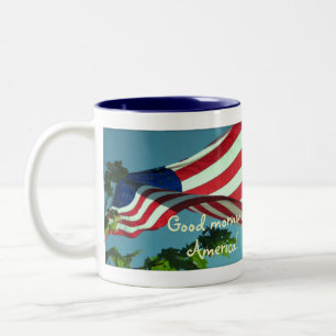 Café Em Dois Tons Caneca patriótica da bebida de Good Morning