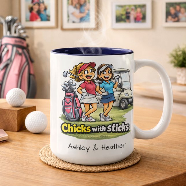 Café Em Dois Tons Caneca Personalizada Amigas Engraçadas de Golfe BF (Criador carregado)