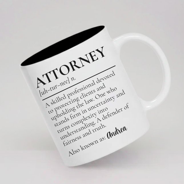 Café Em Dois Tons Caneca Personalizada com Definição de Advogado Pre (Custom Attorney Definition Mug Gift for Lawyer, Lawyer Definition Mug Graduation Gift for Attorney)
