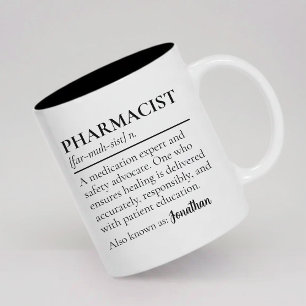 Café Em Dois Tons Caneca Personalizada com Definição de Farmacêutico