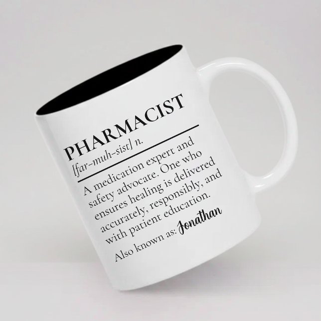 Café Em Dois Tons Caneca Personalizada com Definição de Farmacêutico (Custom Pharmacist Mug Graduation Gift for Health Professionals, Pharmacist Definition Mug Gift)