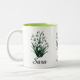 Café Em Dois Tons Caneca personalizada com flor de nascimento