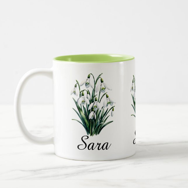 Café Em Dois Tons Caneca personalizada com flor de nascimento (Esquerda)
