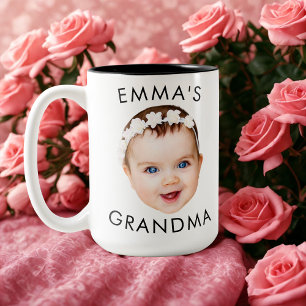 Café Em Dois Tons Caneca Personalizada com Rosto de Bebê Aniversário