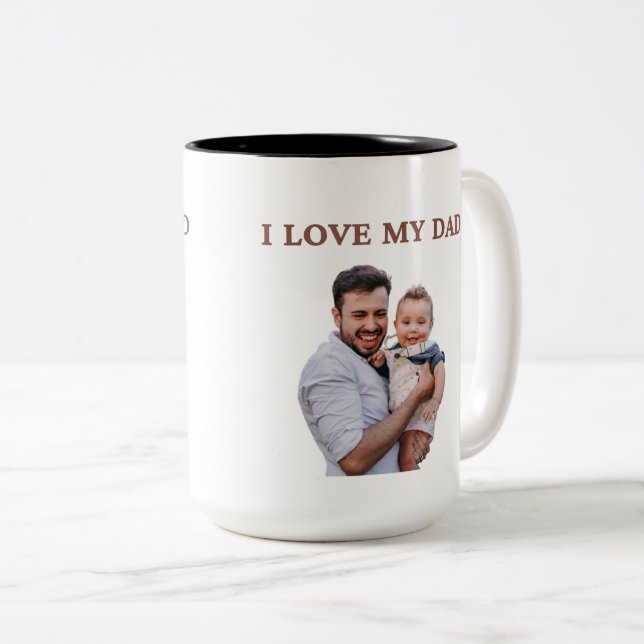 Café Em Dois Tons Caneca Personalizada com Rosto de Família Fofa com (Frente Esquerda)