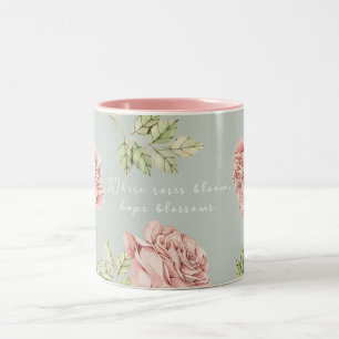 Café Em Dois Tons Caneca personalizada com um motivo de rosa
