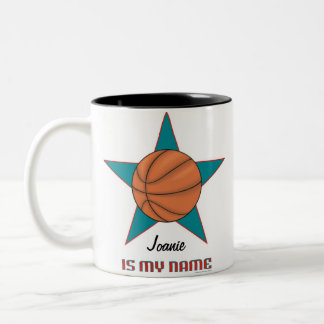 Café Em Dois Tons Caneca personalizada da estrela de basquetebol