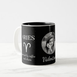 Café Em Dois Tons Caneca personalizada de Áries com Nome e Caracterí