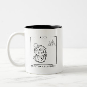 Café Em Dois Tons Caneca Personalizada de Boneco de Neve – “Gelé e F