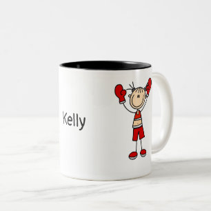 Café Em Dois Tons Caneca Personalizada de Boxe Feminina com Boneco d