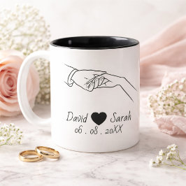 Café Em Dois Tons Caneca Personalizada de Casal com Nomes e Data