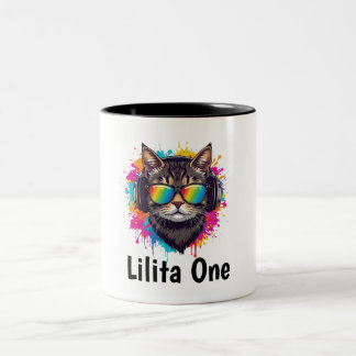 Café Em Dois Tons Caneca Personalizada de Gato Legal com Óculos de S