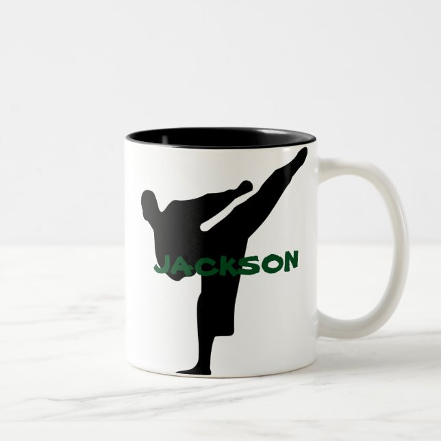 Café Em Dois Tons Caneca Personalizada de Karatê (Direita)