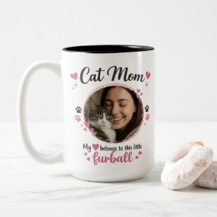 Café Em Dois Tons Caneca Personalizada de Mãe de Gato com Foto – Pre