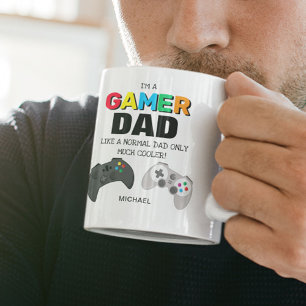 Café Em Dois Tons Caneca Personalizada de Pai GAMER Engraçado   Pres