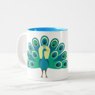 Café Em Dois Tons Caneca Personalizada de Peacock Cute