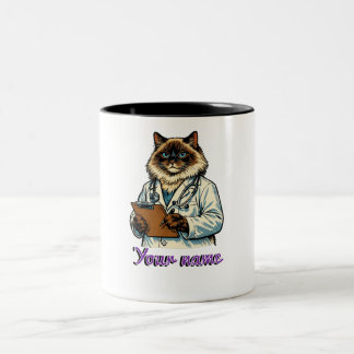 Café Em Dois Tons Caneca Personalizada de Veterinário de Gato Ragdol
