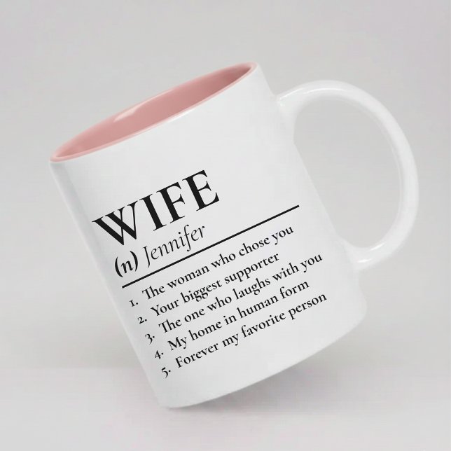 Café Em Dois Tons Caneca Personalizada Definição de Esposa Presente  (Wife Definition Coffee Mug Birthday Gift for Her, Personalized Wife and Husband Mug Wedding Gift)