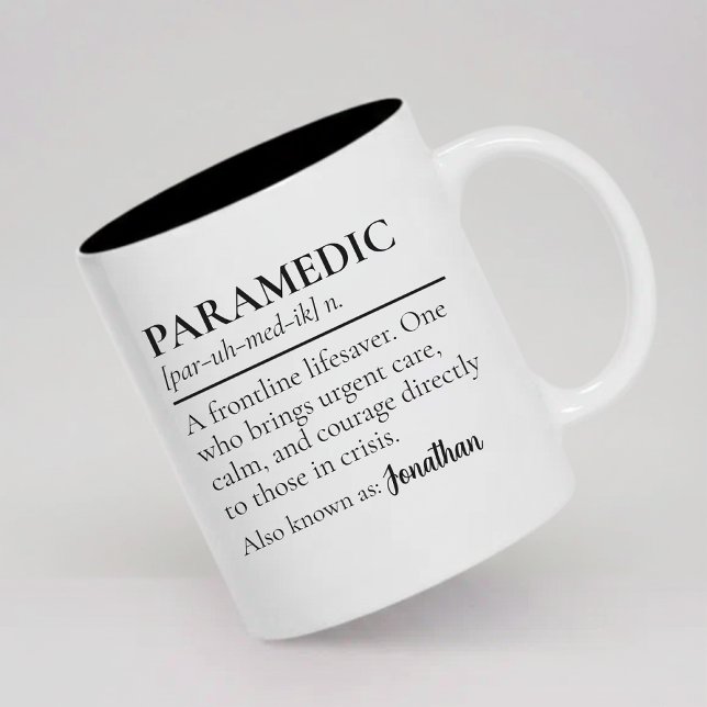 Café Em Dois Tons Caneca Personalizada Definição de Paramédico Prese (Personalized Paramedic Mug Health Professional Gift, Paramedic Definition Coffee Mug Thank You Gift)