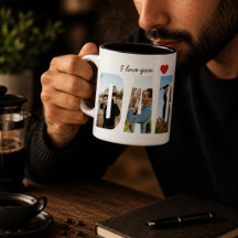 Caneca Personalizada Eu Te Amo Colagem de Fotos Pa