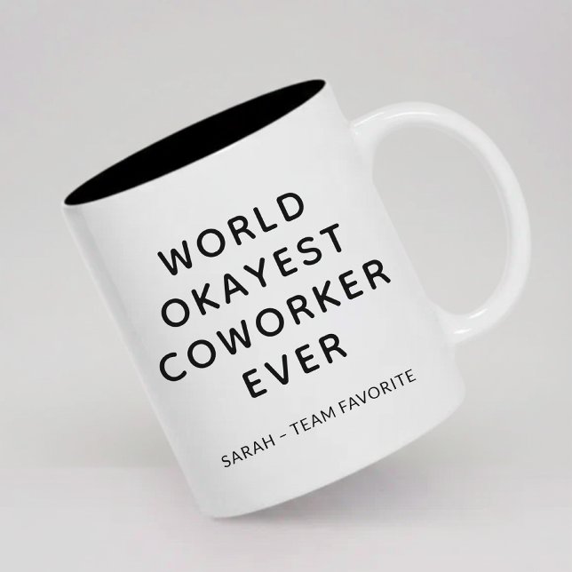 Café Em Dois Tons Caneca Personalizada Melhor Colega de Trabalho Med (Personalized World Okayest Coworker Mug, Funny Coworker Mug Gift for Boss or team appreciation)