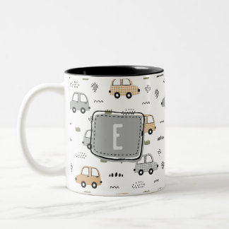 Café Em Dois Tons Caneca Personalizada Monograma de Carros de Desenh