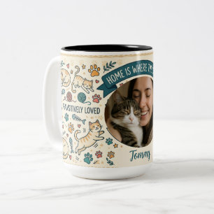 Café Em Dois Tons Caneca Personalizada para Amantes de Gatos com Fot