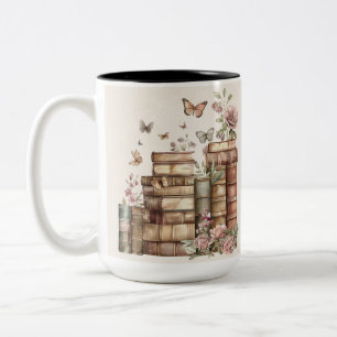 Café Em Dois Tons Caneca Personalizada para Amantes de Livros com Te