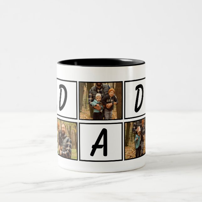 Café Em Dois Tons Caneca Personalizada para Pai | Presente de Foto C (Centro)