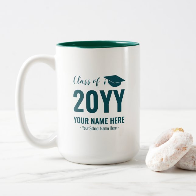 Café Em Dois Tons Caneca Personalizada | Presente de Formatura Moder (Com Donut)