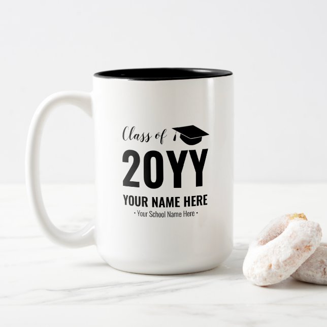Café Em Dois Tons Caneca Personalizada | Presente de Formatura Moder (Com Donut)