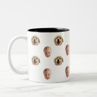 Café Em Dois Tons Caneca Personalizada Rostos de Família Fofos 2 Fot