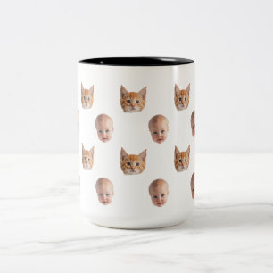 Café Em Dois Tons Caneca Personalizada Rostos de Família Fofos 2 Fot