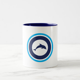 Café Em Dois Tons Caneca PJK 11oz / logotipo de golfinho / azul por
