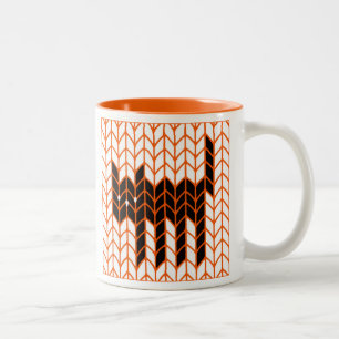 CAFÉ EM DOIS TONS CANECA PRETA DE MALHA LARANJA DE DUAS CORES