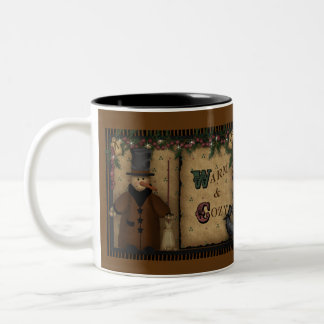Café Em Dois Tons Caneca primitiva morna e acolhedor do boneco de
