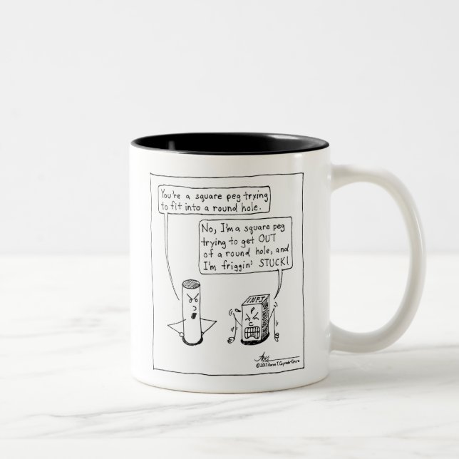 Café Em Dois Tons Caneca quadrada do Dois-Tom do preto do Peg de (Direita)