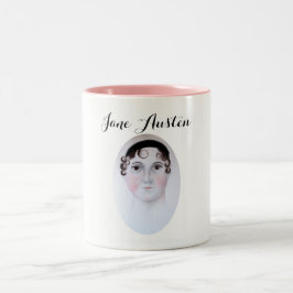 Café Em Dois Tons Caneca retrato aquarela de Jane Austen