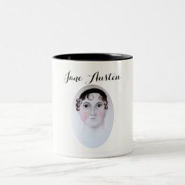 Café Em Dois Tons Caneca retrato aquarela de Jane Austen