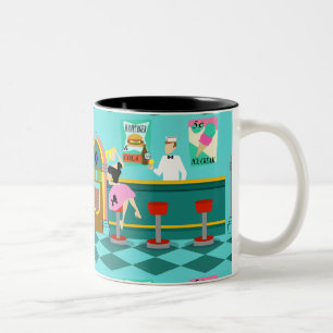 Café Em Dois Tons Caneca retro da fonte de soda