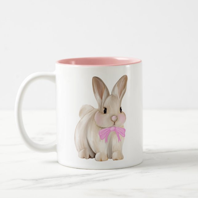 Café Em Dois Tons Caneca Rosa de Coelhinho Fofo (Esquerda)