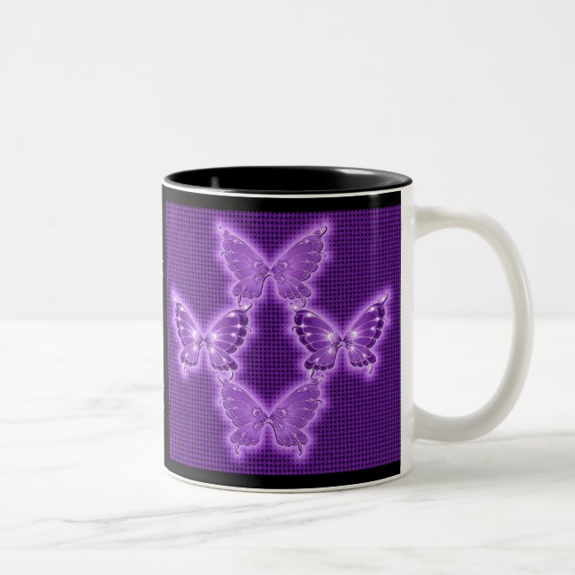 Caneca De Café Em Dois Tons Bright Purple Butterfly Pattern Mug (Direita)