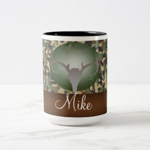 Café Em Dois Tons Caneca salpicada de Camo do verde dos Antlers dos
