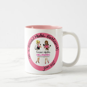 Café Em Dois Tons Caneca social de Latte dos namoradas dos meios