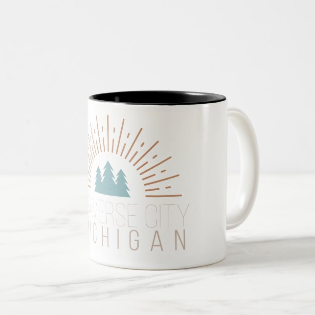 CAFÉ EM DOIS TONS CANECA TRANSVERSAL DE MICHIGAN DA CIDADE (Frente Esquerda)