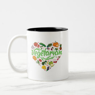 Café Em Dois Tons Caneca Vegetariana com Forma de Coração