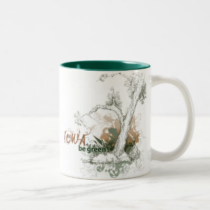 Café Em Dois Tons Caneca verde da árvore de Iowa
