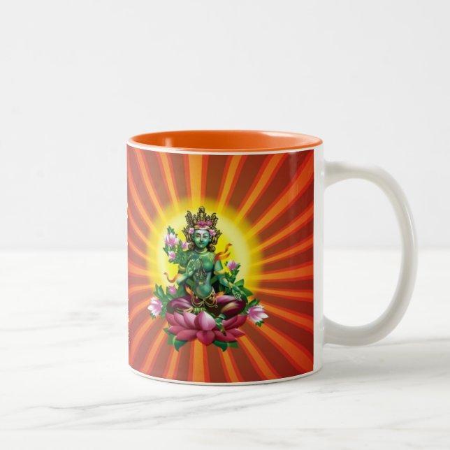 Café Em Dois Tons Caneca verde de Ārya Tārā Buddha (Direita)