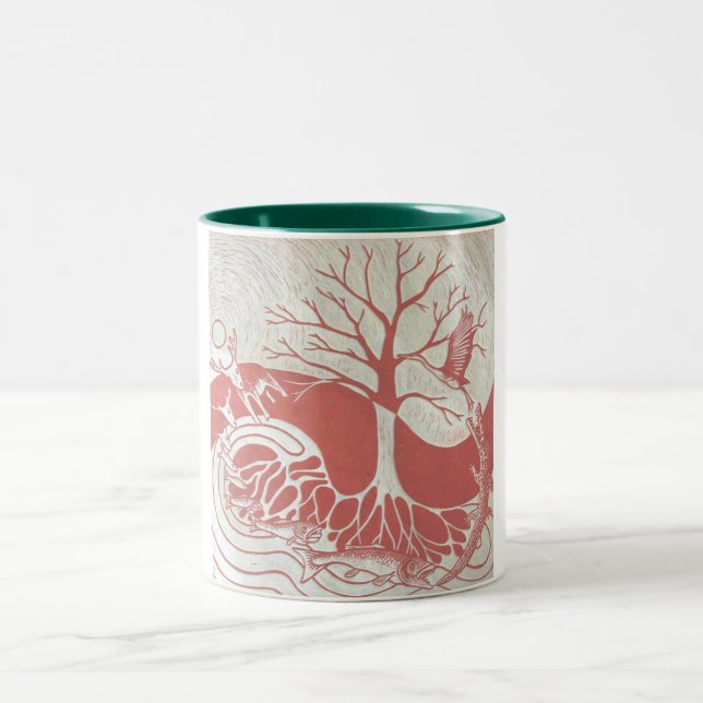 Café Em Dois Tons Caneca verde vermelha de Naturecycle (Centro)